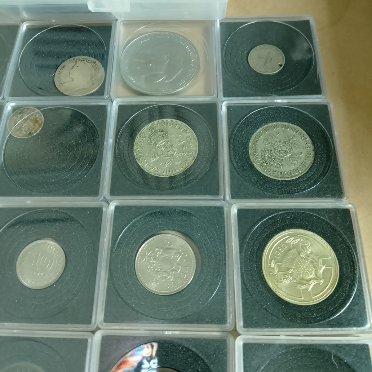 collection of mixed coins in capsules silver roman old etc worth sorting great value