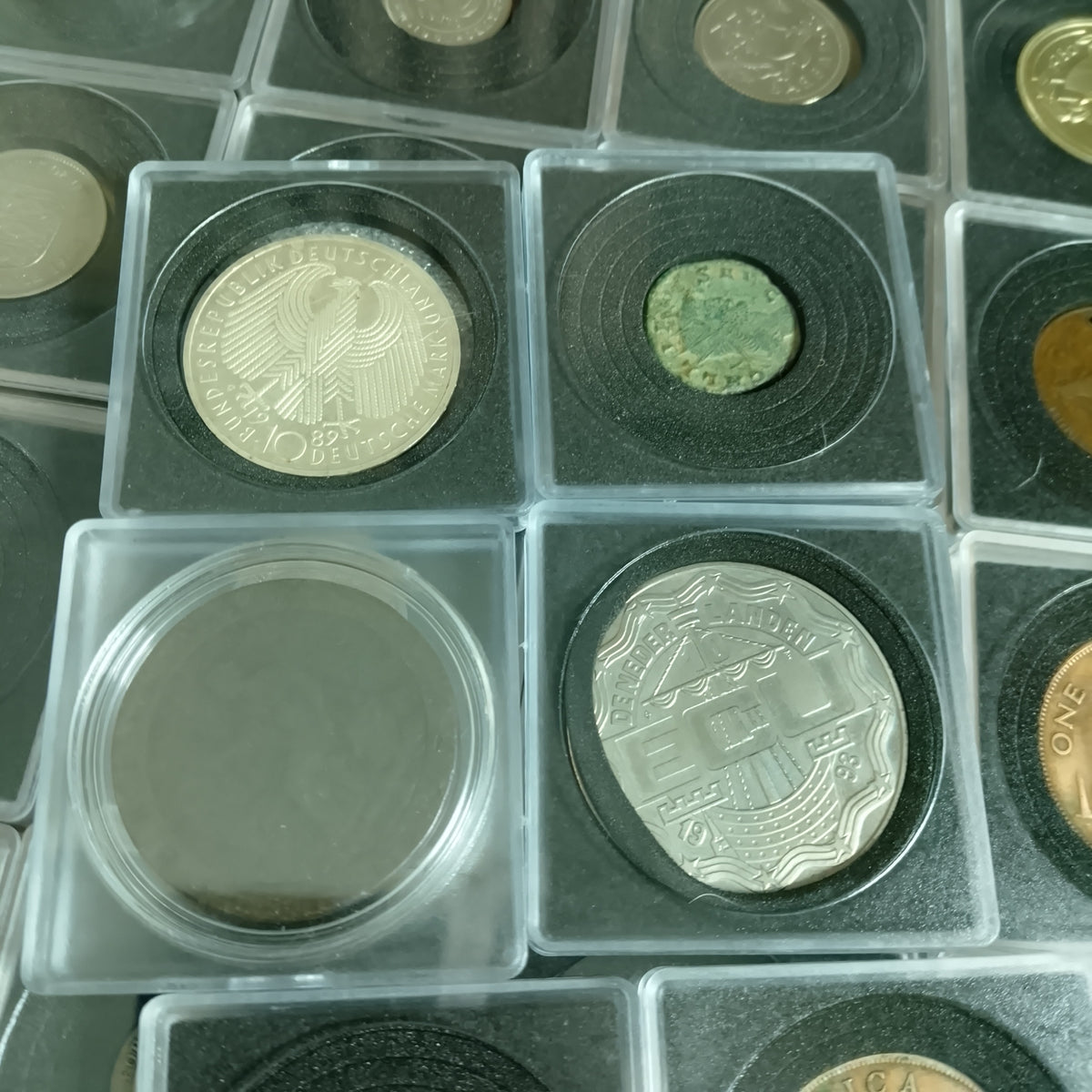 collection of mixed coins in capsules silver roman old etc worth sorting great value
