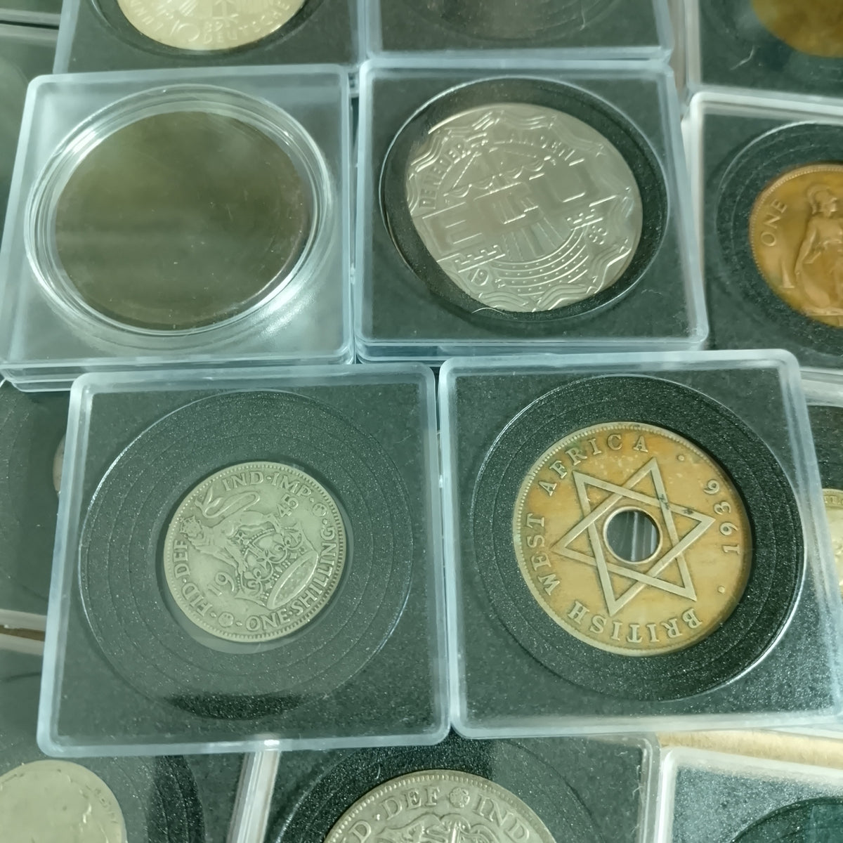 collection of mixed coins in capsules silver roman old etc worth sorting great value