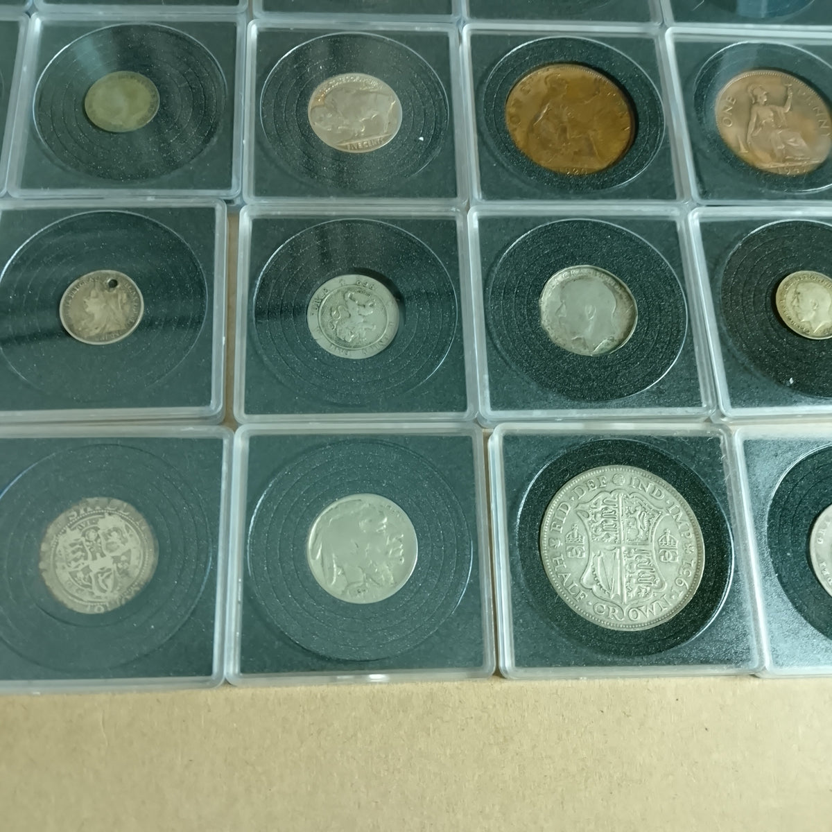 collection of mixed coins in capsules silver roman old etc worth sorting great value