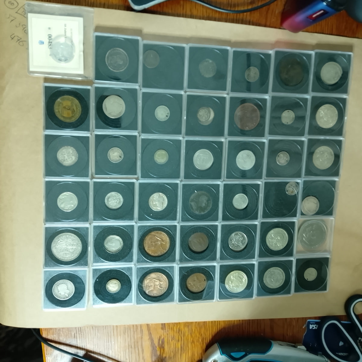 collection of mixed coins in capsules silver roman old etc worth sorting great value