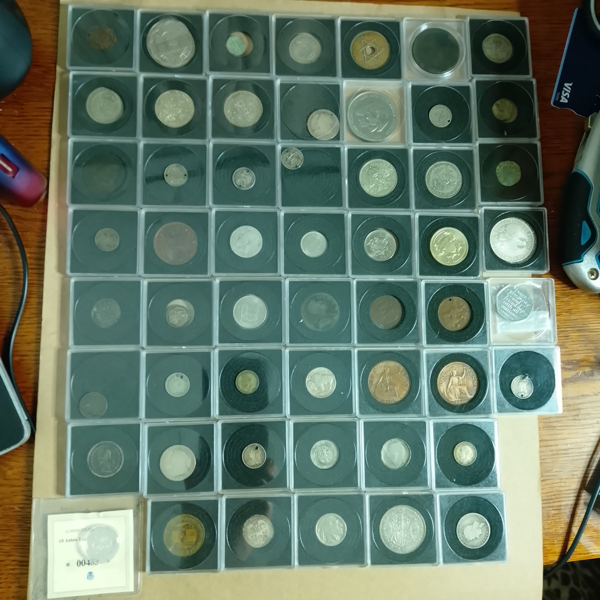 collection of mixed coins in capsules silver roman old etc worth sorting great value