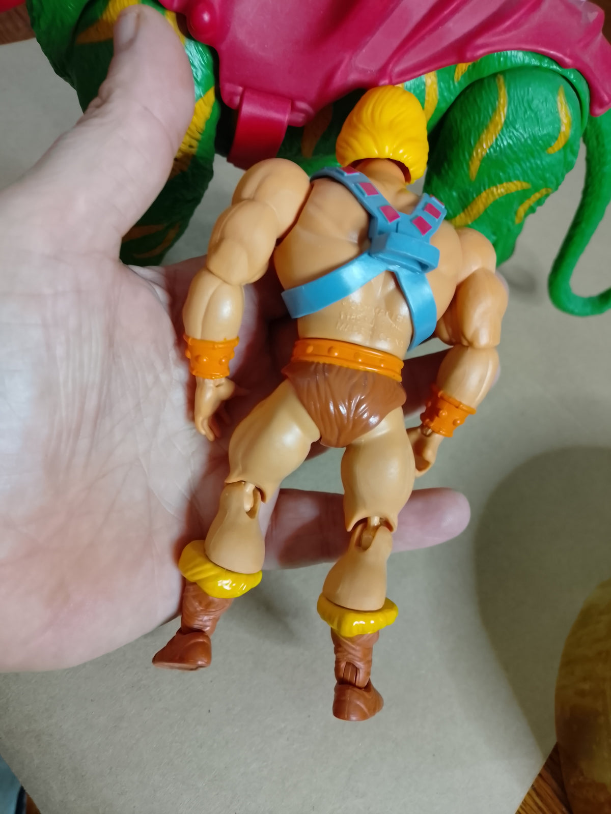 Masters of the Universe 2000 Origins He-Man with Battlecat  loose nice old head variant