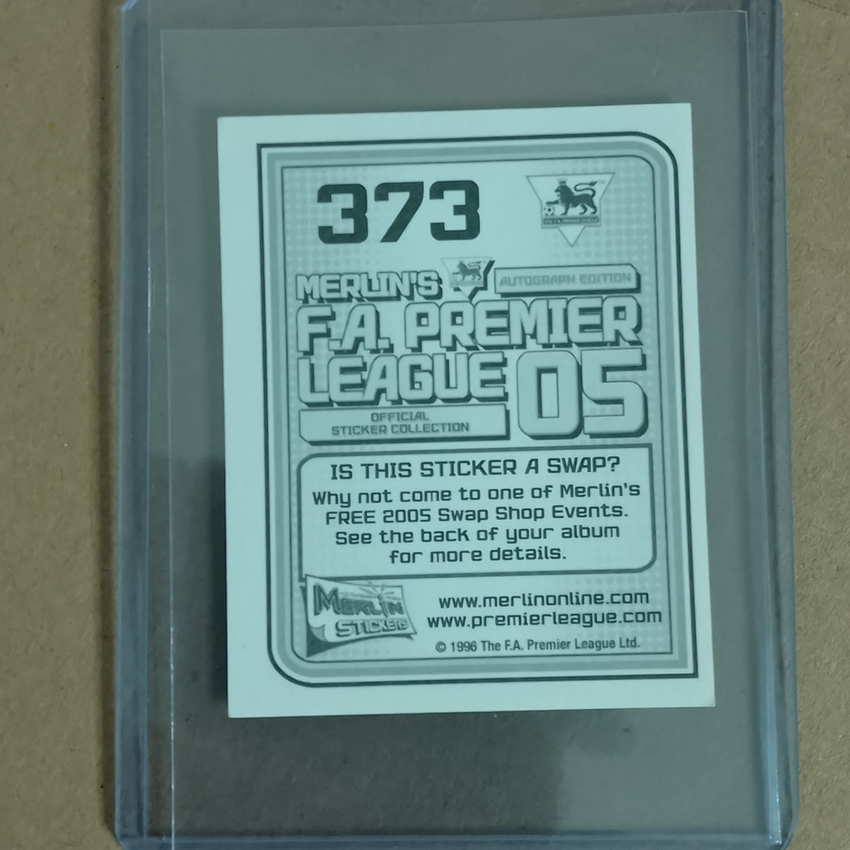 Wayne Rooney 1996 Merlin FA Premier league 05  #373 sticker Manchester United excellent 
