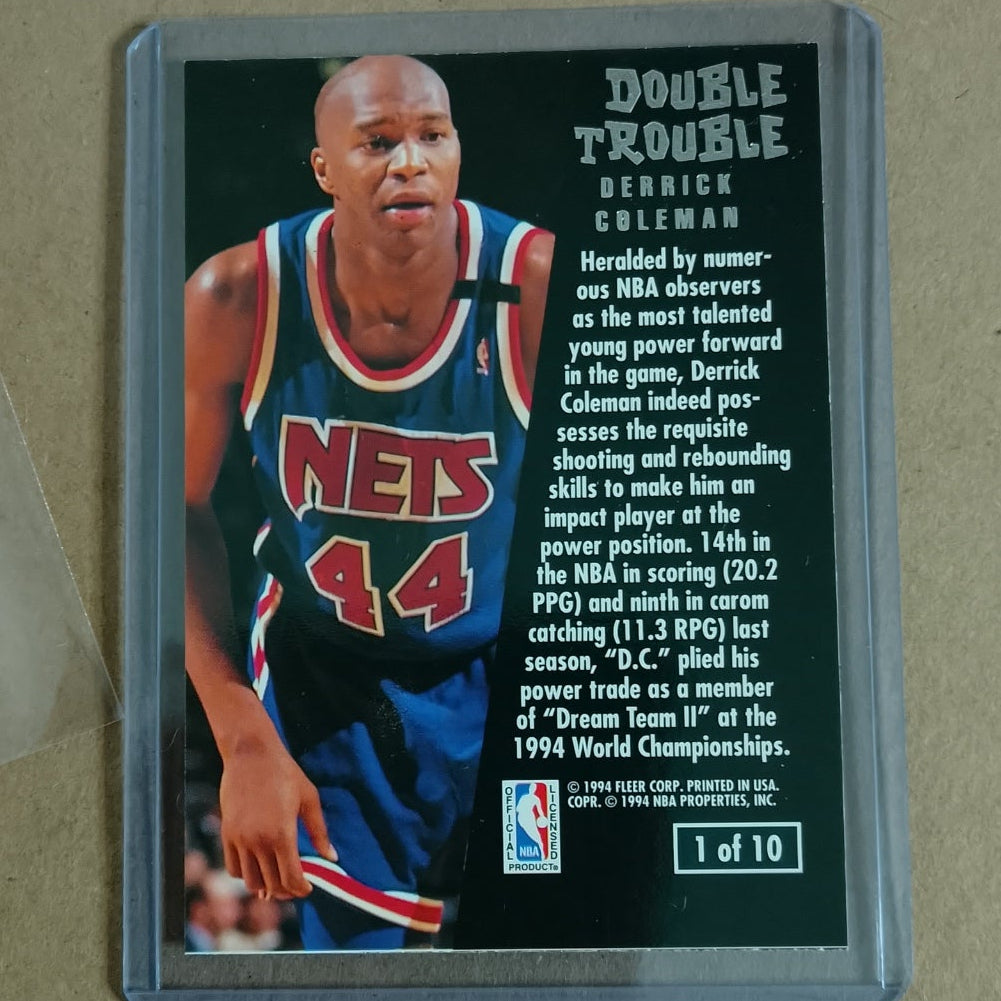 Derrick Coleman 1994 Fleer Ultra 94-95 Double Trouble 1 of 10 NBA Basketball New Jersey Nets good +