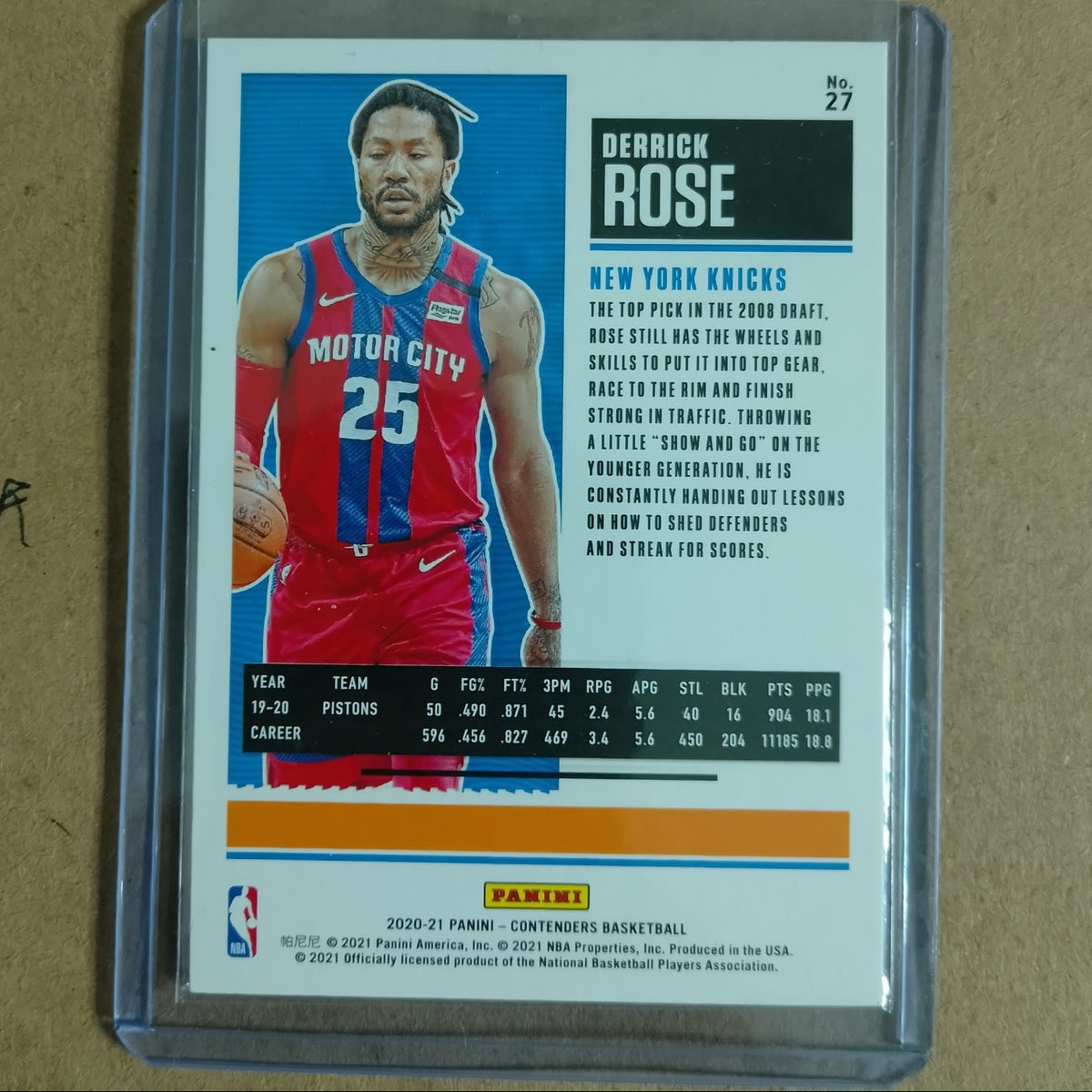 Derrick Rose 2020-21 Panini Contenders red variant #27 NBA Basketball New York Knicks excellent