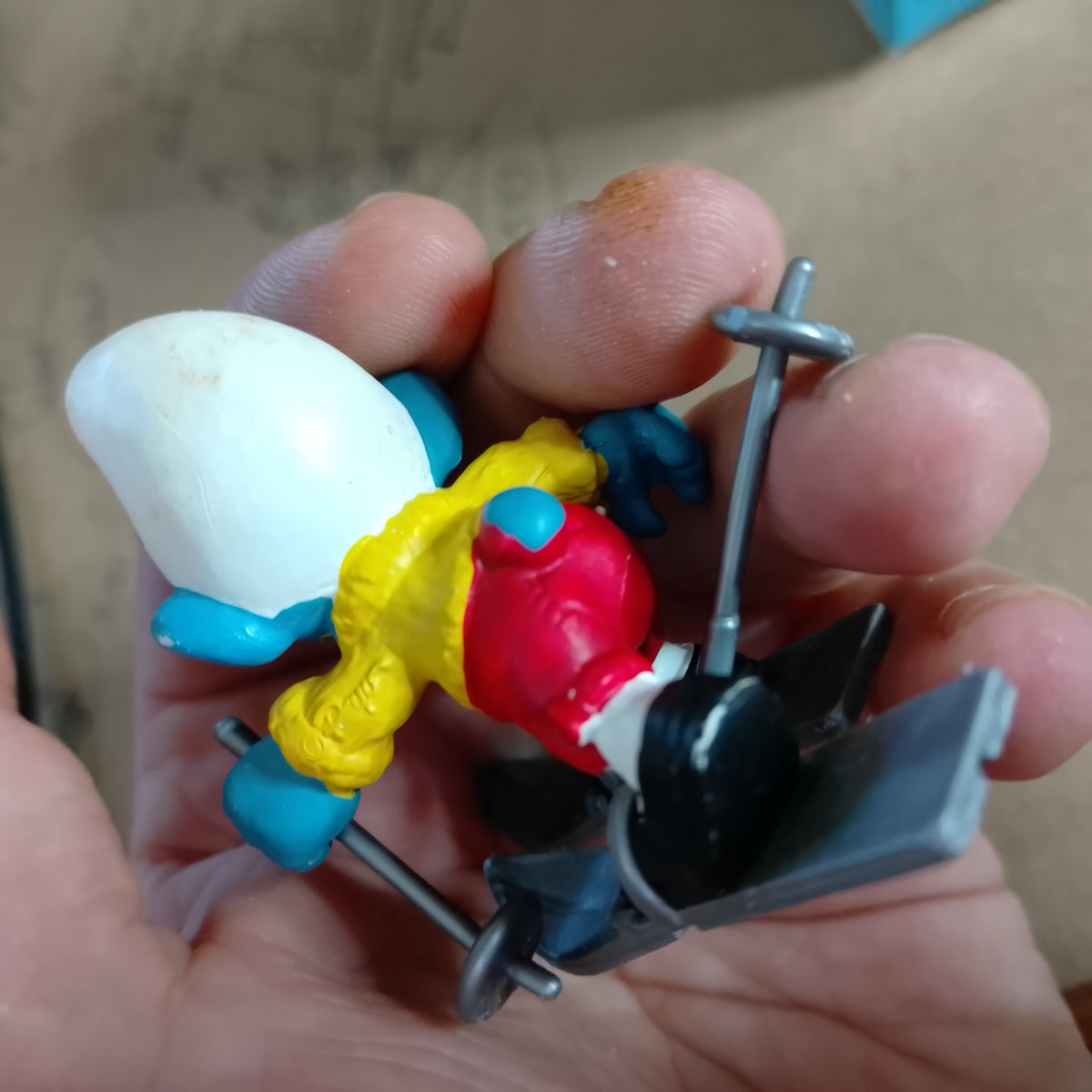 1980 Peyo Super Smurf Schleich Smurfs super Ski-ing skier vgc boxed