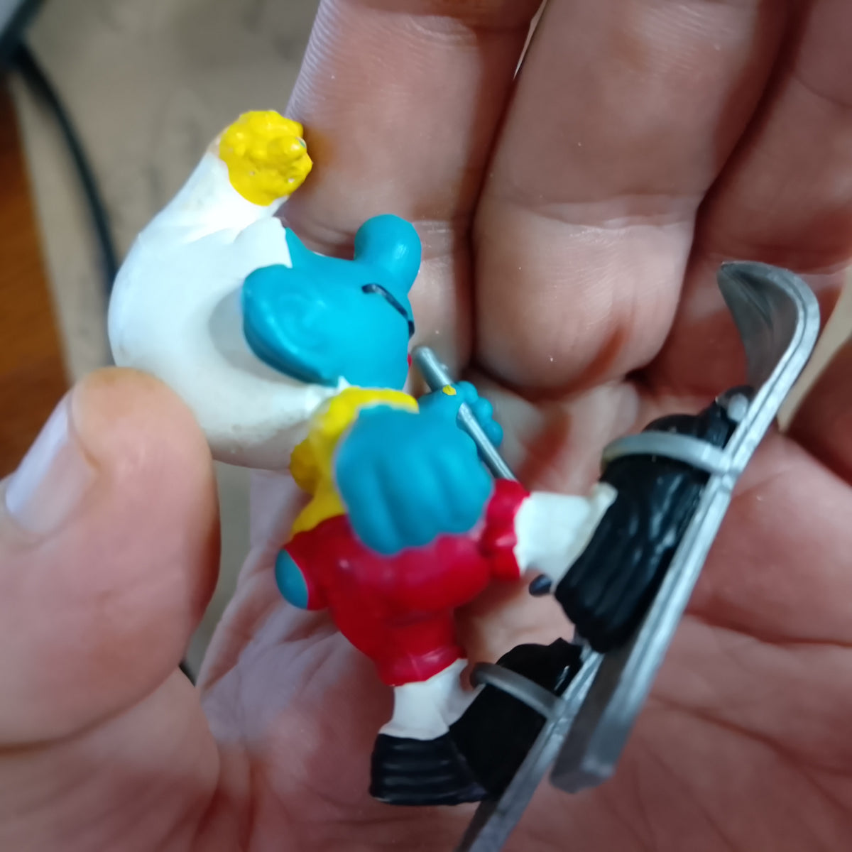 1980 Peyo Super Smurf Schleich Smurfs super Ski-ing skier vgc boxed