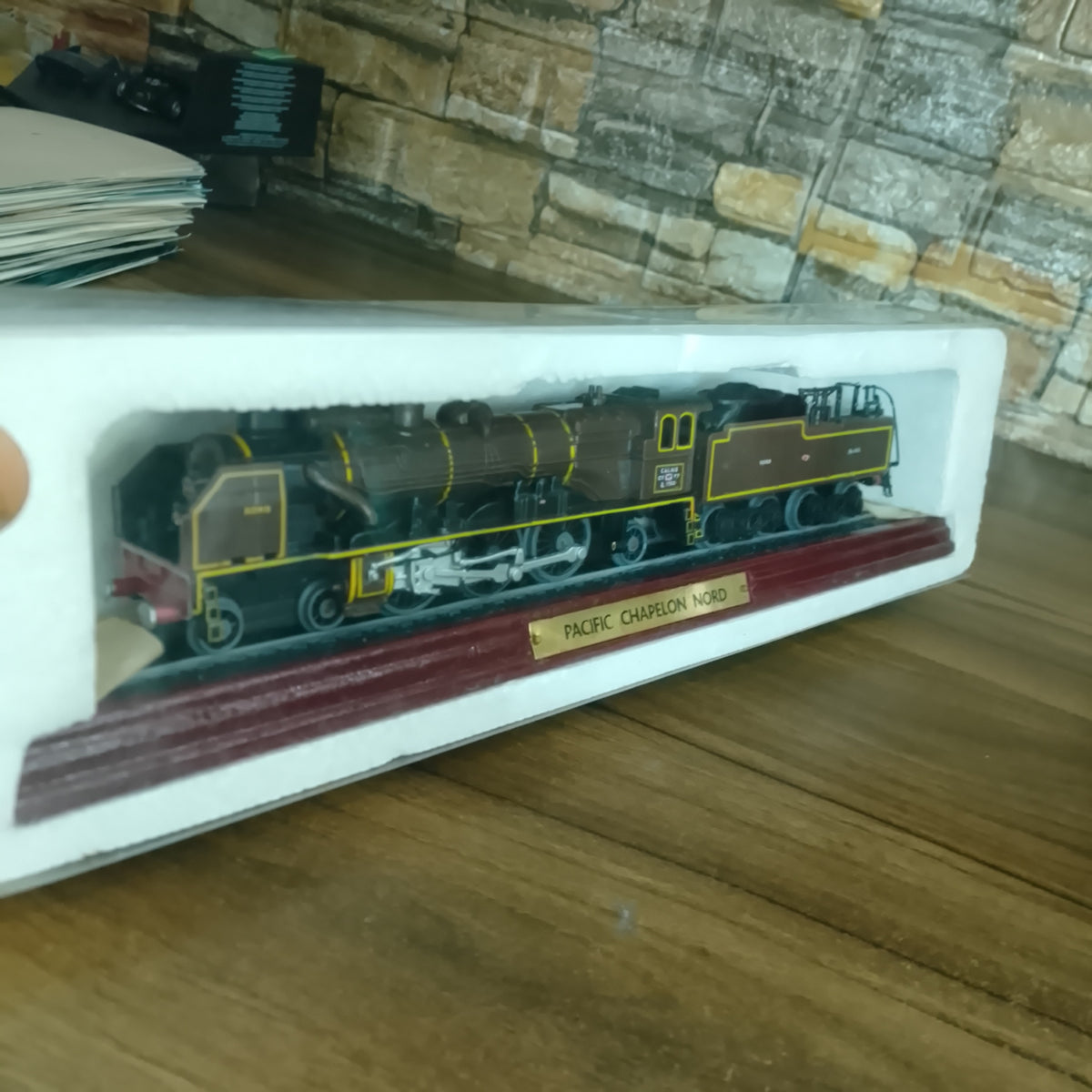 Atlas editions 00 guage Pacific Chapelon Nord steam locomotive static model on plinth