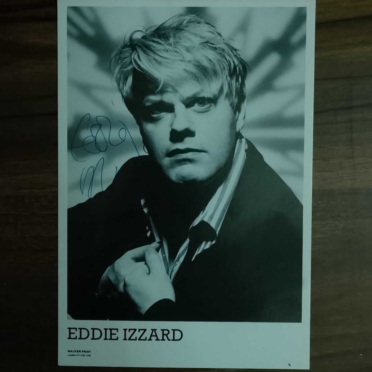 Eddie Izzard hand signed Agency publicity photograph card nice early example 