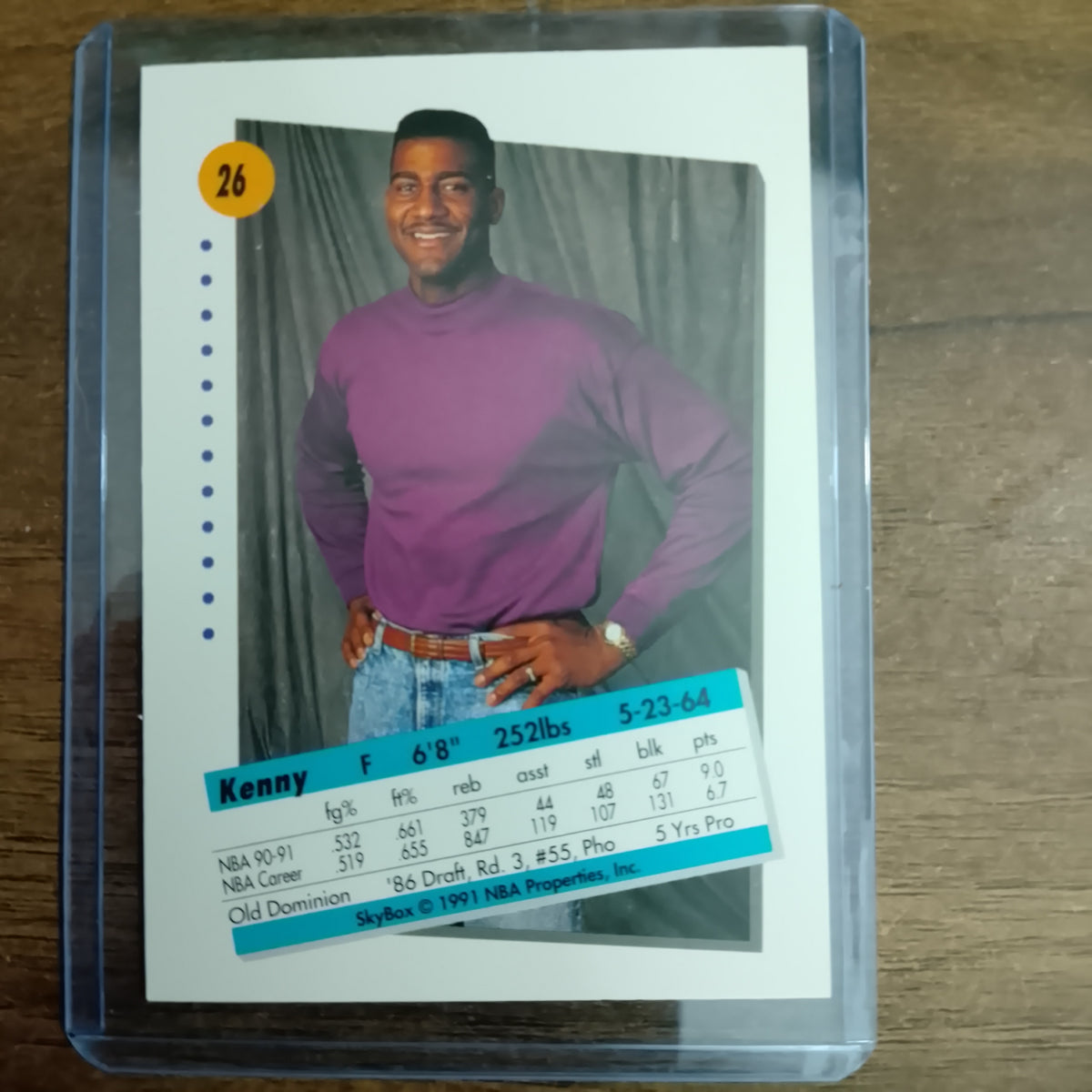Kenny Gattison 1991 Skybox #26 NBA Basketball card Charlotte Hornets excellent + sleeved