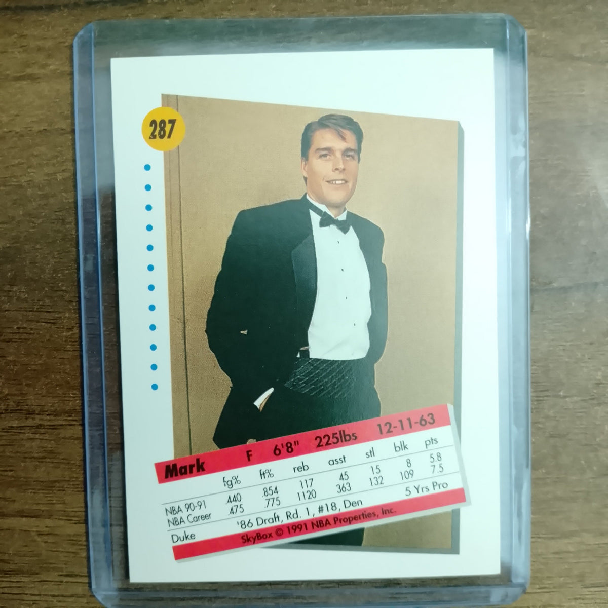 Mark Alarie 1991 Skybox #287 NBA Basketball card Washington Bullets excellent + sleeved
