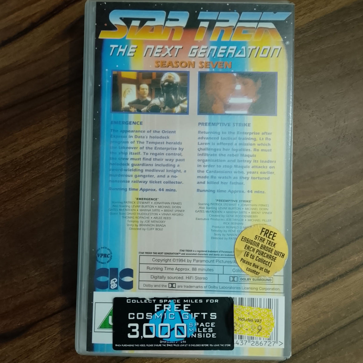 Star Trek The Next Generation Video VHS Cassette 88 Emergence & Preemptive strike retro film TV U