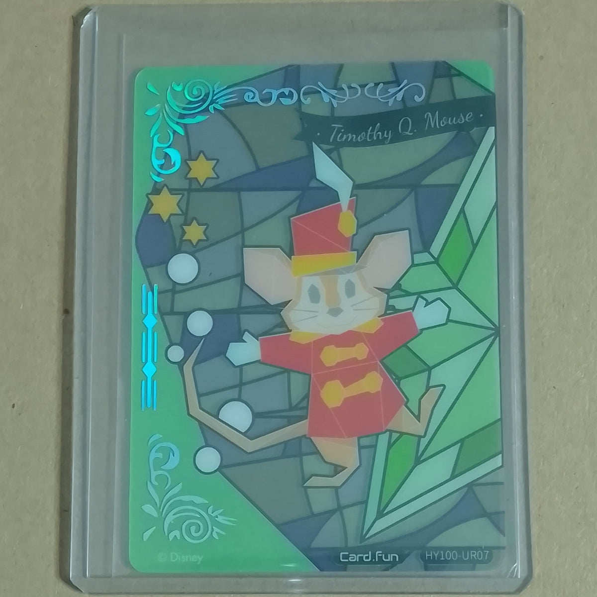 Card Fun Joyful Disney 100 HY100-UR07 Timothy Q. Mouse Stained Glass acetate card excellent sleeved