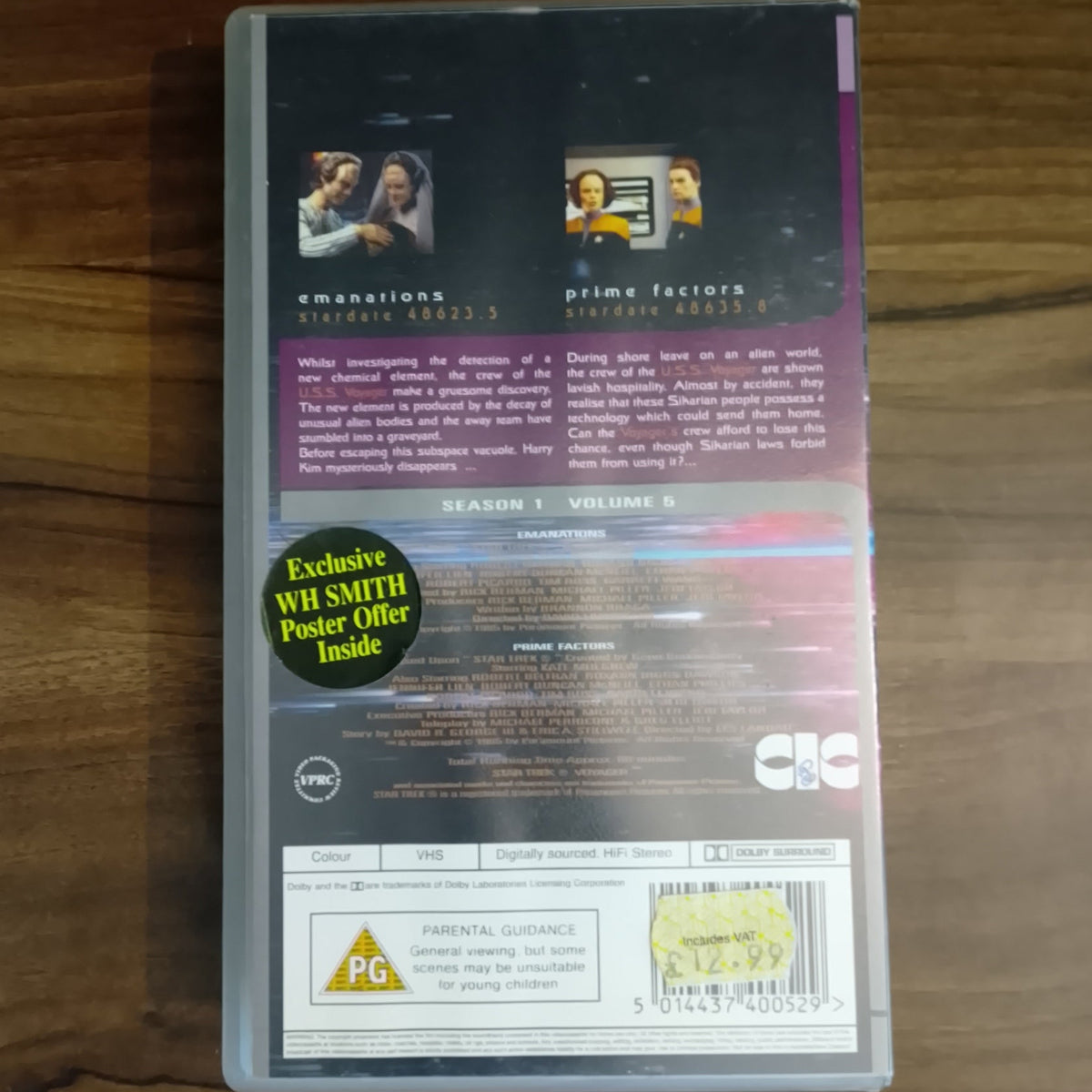 Star Trek Voyager Video VHS Cassette 1.5 Prime Factors  season 1 vol 5 retro film TV PG