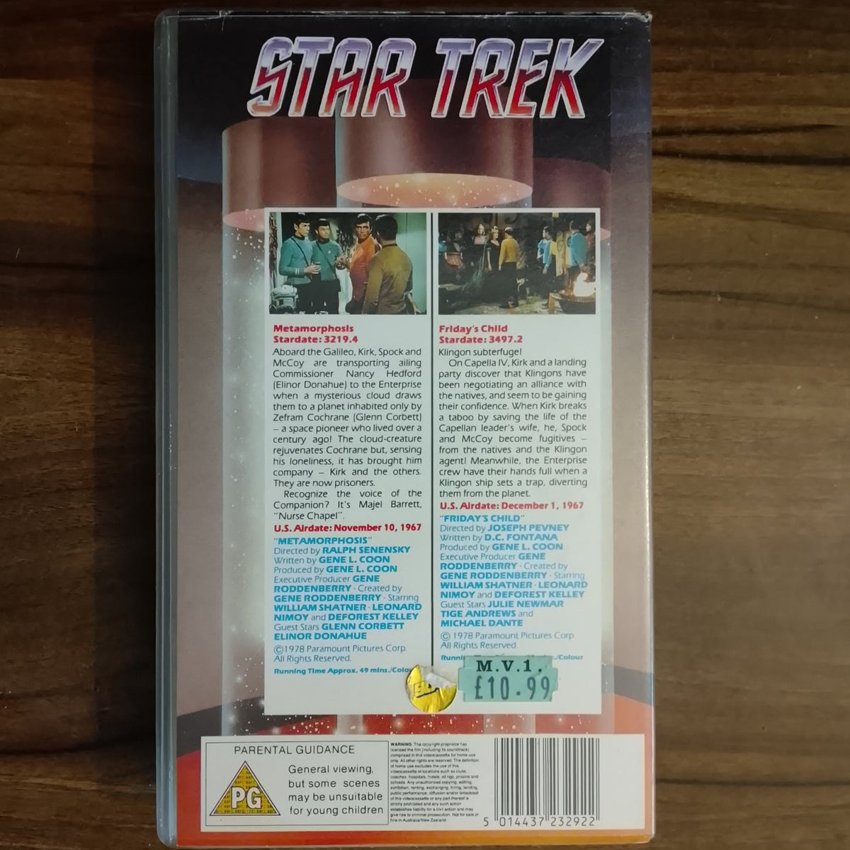 Star Trek Original TV Series CIC Video VHS Cassette epoisodes 31 & 32 Metamorphosis retro film TV PG