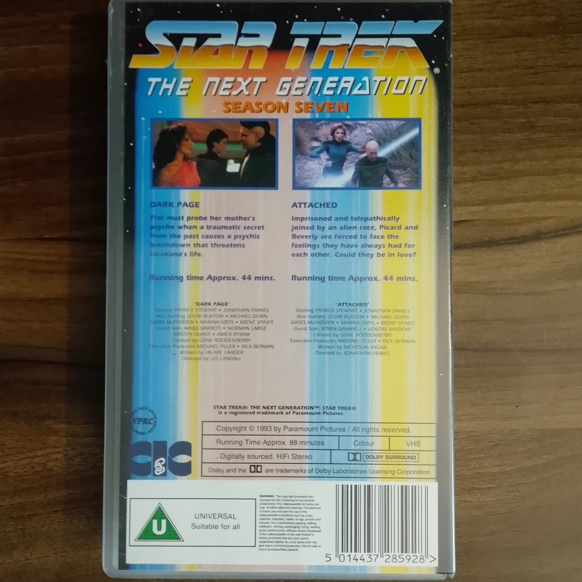 Star Trek The Next Generation TV Series CIC Video VHS Cassette 80 Dark Page retro film TV U