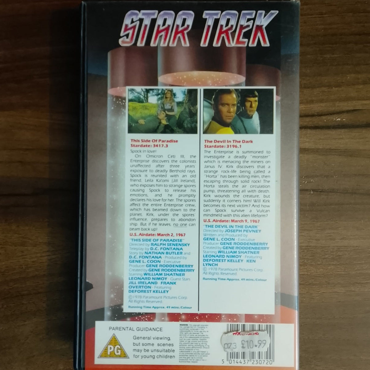 Star Trek Original TV Series CIC Video VHS Cassette episodes 25 & 26 this side of paradise retro film TV PG
