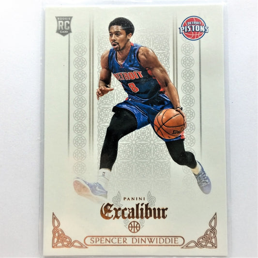 Spencer Dinwiddie 2014-15 Panini Excalibur NBA Basketball #187 Rookie-Karte Detroit Pistons, neuwertig bedruckt