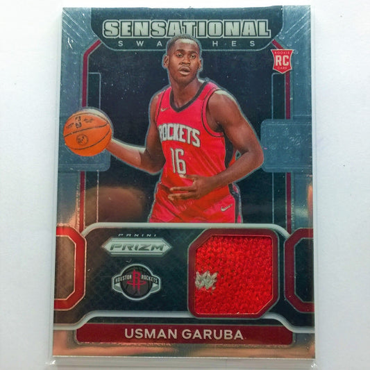 Usman Garuba 2021 Panini Prizm Basketball SW-USM Rookie Swatches Patchkarte Houston Rockets mit mintfarbenen Ärmeln