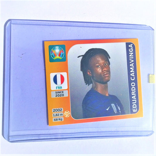 Eduardo Camavinga Panini Euro 2020 Fußballaufkleber Orange #581 Frankreich Rookie mit mintfarbenen Ärmeln