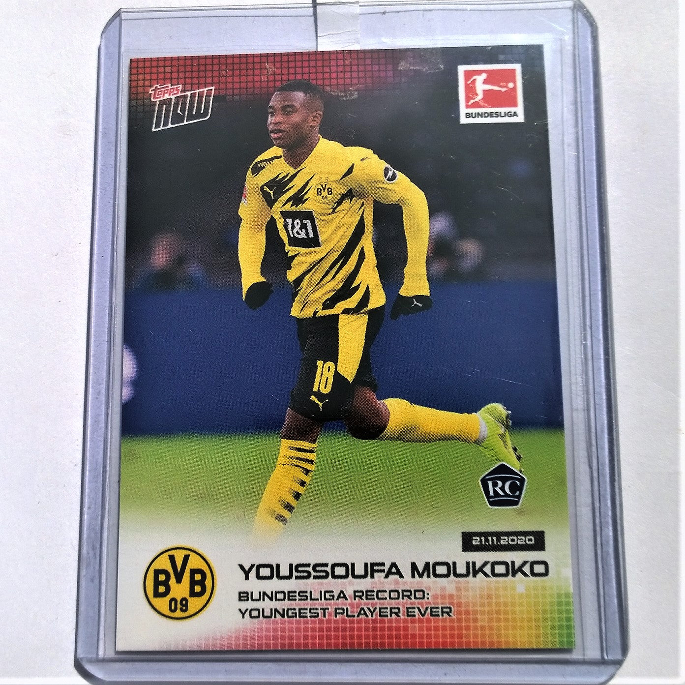 Youssoufa Moukoko 2020 Topps Now Bundesliga Soccer #45 Rookie card Borussia Dortmund Mint sleeved cased